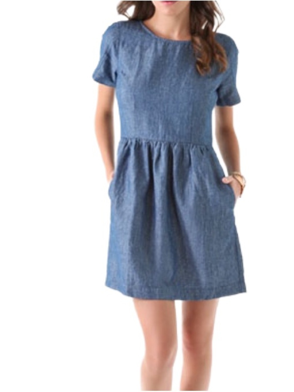 Madewell Blue Chambray Avalon Linen Short Sleeve Mini Dress size 4